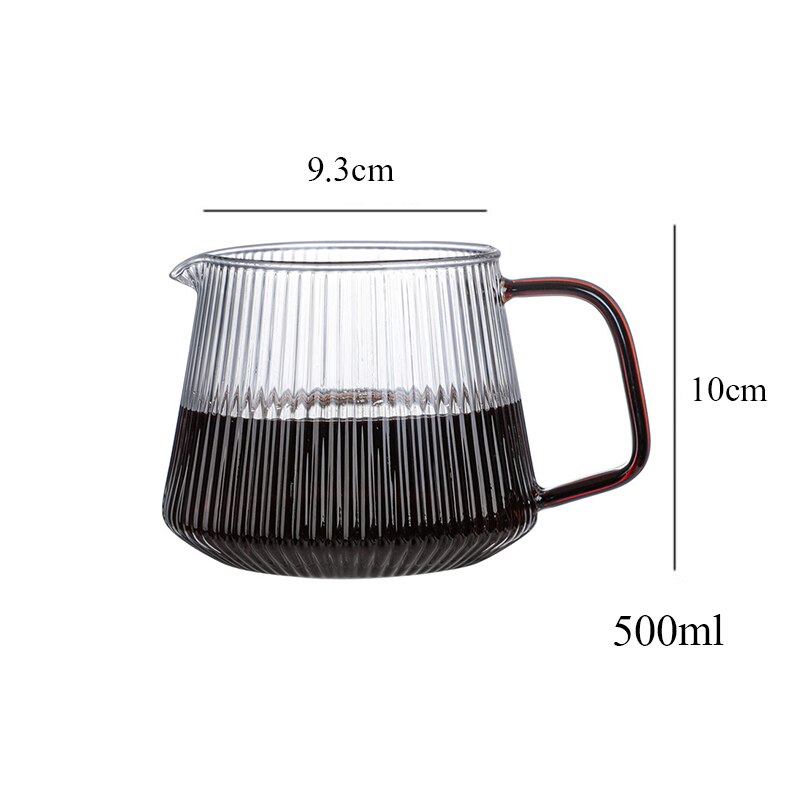 V60 kaffeserver stripete glass kaffekaraffel, komfyrtopp sikker kaffekanne for å helle over kaffe &amp; te klar: 500ml