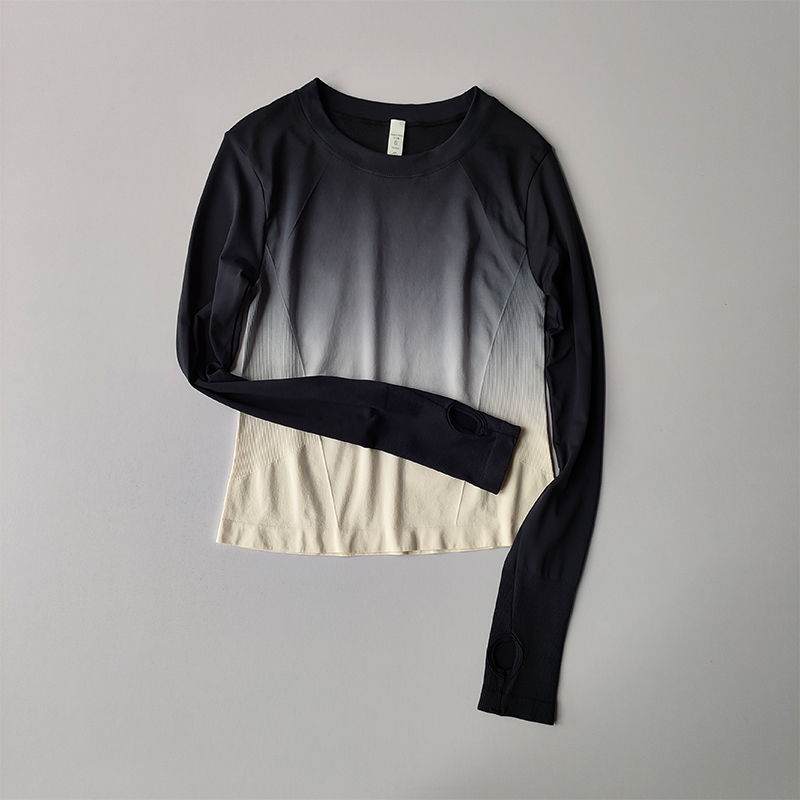 Allmähliches Schlankheits-Sport-T-Shirt, Fitness-Anzug für Damen, eng anliegend, schnell trocknend, oben, Yoga-Anzug, Ausbildung, schmale Passform, lange Ärmel
