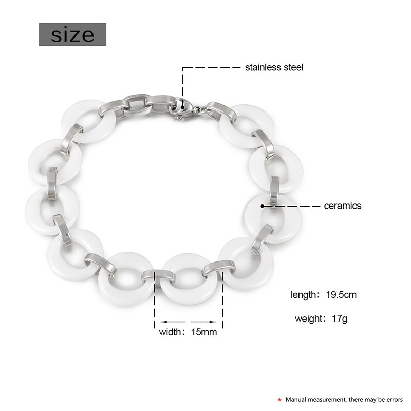 Creux rond blanc Bracelet en céramique femme lisse bracelets en céramique femmes Bracelet bijoux blanc couleur