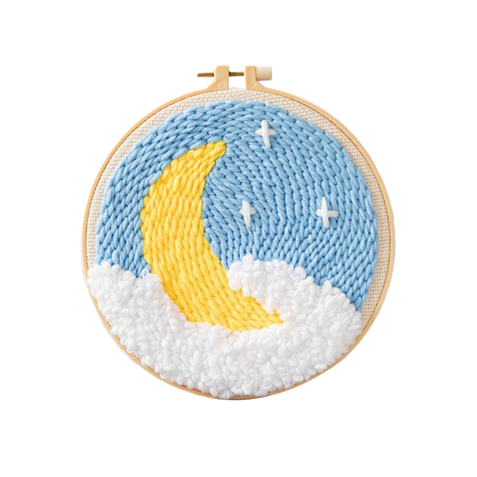 DIY Latch Hook Kits for Kids Beginners, Rug Hooking Craft Kit, Punch Needle Starter Kit with Cloth, Cotton Thread Pack, Frame: D