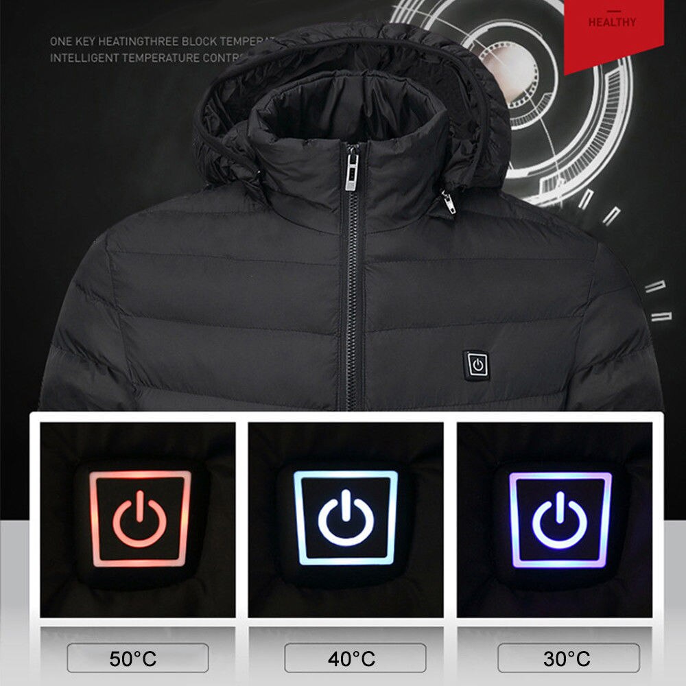 USB Verwarmde Jas Elektrische Batterij Temperatuur Ajustable Hoodie Jas Elektrische Verwarmde Vest Winddicht Lange Mouwen Verwarming Jas