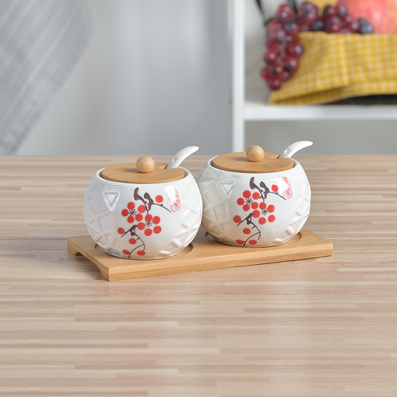 NEWYEARNEW Ceramic Spice Storage Bottles Jars Kitchen Tools Set Japanese-Style Combination Herb Home Wedding