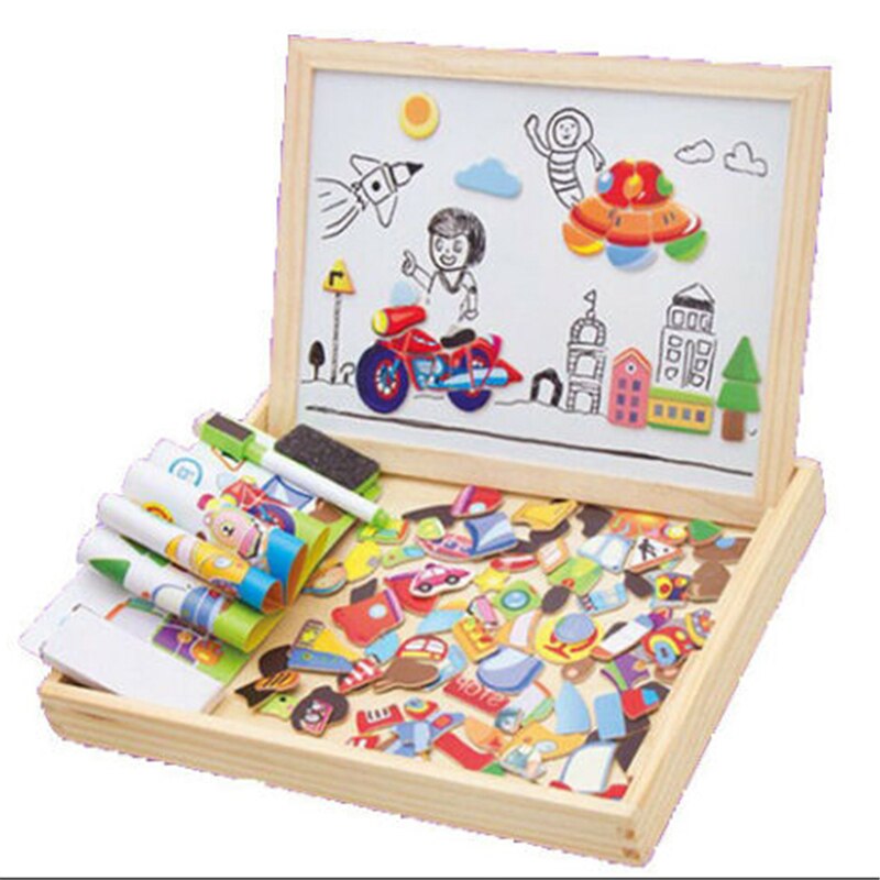 Houten Puzzel Schilderen Tekentafel Magnetische Dier Kinderen Onderwijs Speelgoed: type4