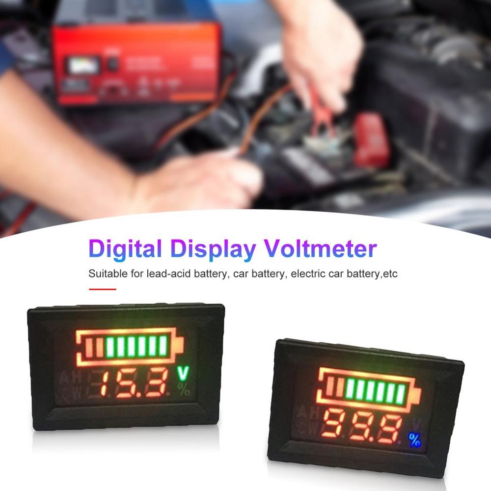 6-100v 12v 24v dobbelt display voltmeter bly syre batteri procent digital spænding power meter anti-reverse forbindelse