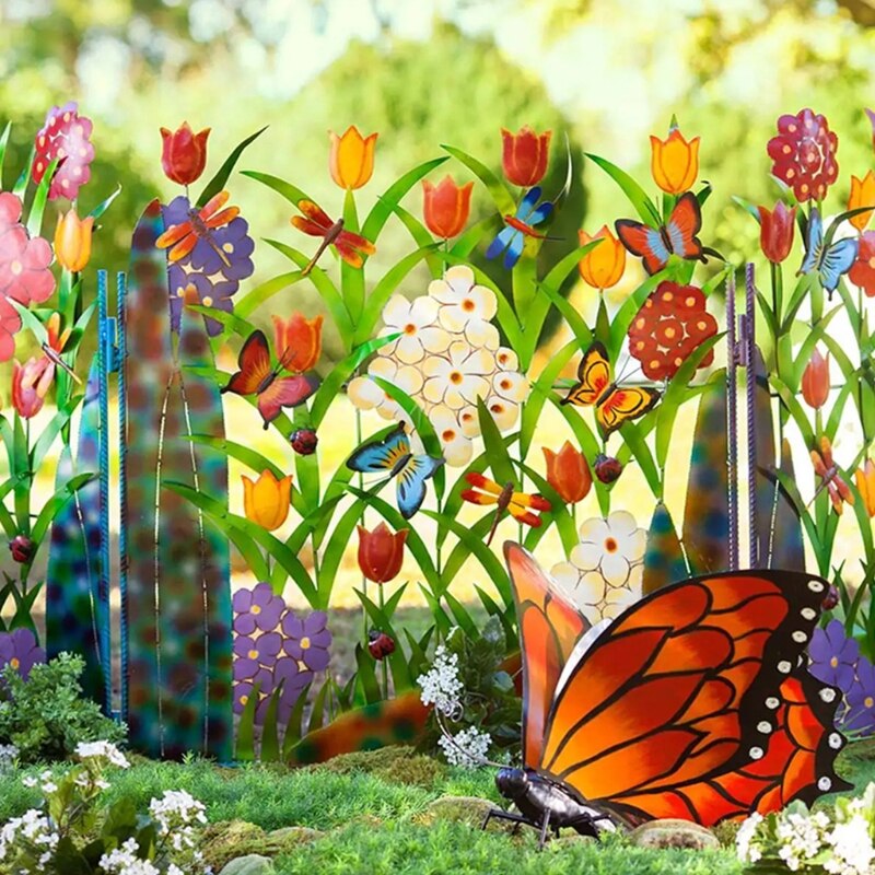 Valla de arte del hierro para jardín, cerca de decoración del hogar, borde de bordes, cuadro de paisaje artesanal, cama de flores, ornamento de jardín