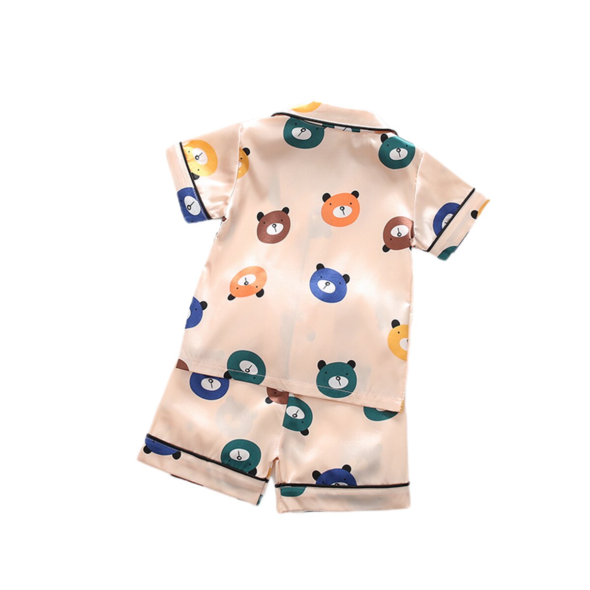 Herfst Zomer Schattige Beer Tropische Print Peuter Baby Kids Jongen Knop Stitch Nachtkleding Nachtkleding Pyjama Set Homewear