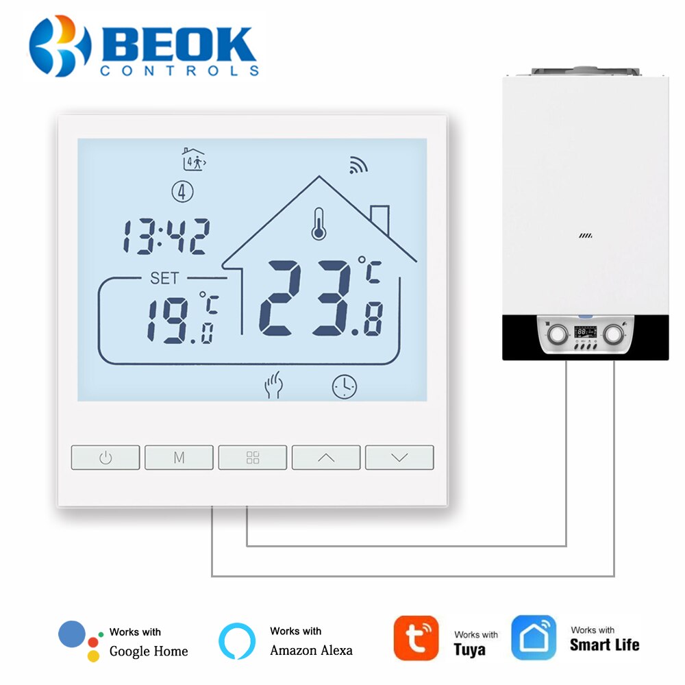 Beok Tuya Smart Wifi Thermostat for Gas Boiler Heating Room Temperature Controller Programmable Works with Alexa Alice Google