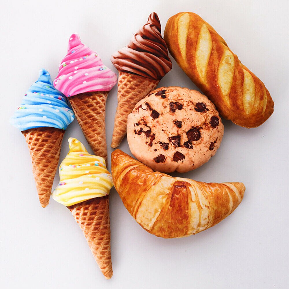 Dog Chew Toys Simulation Ice Cream Fruit Bread Squeeze Sound Pet Toy Play Chew Anti Bite Dog Toys