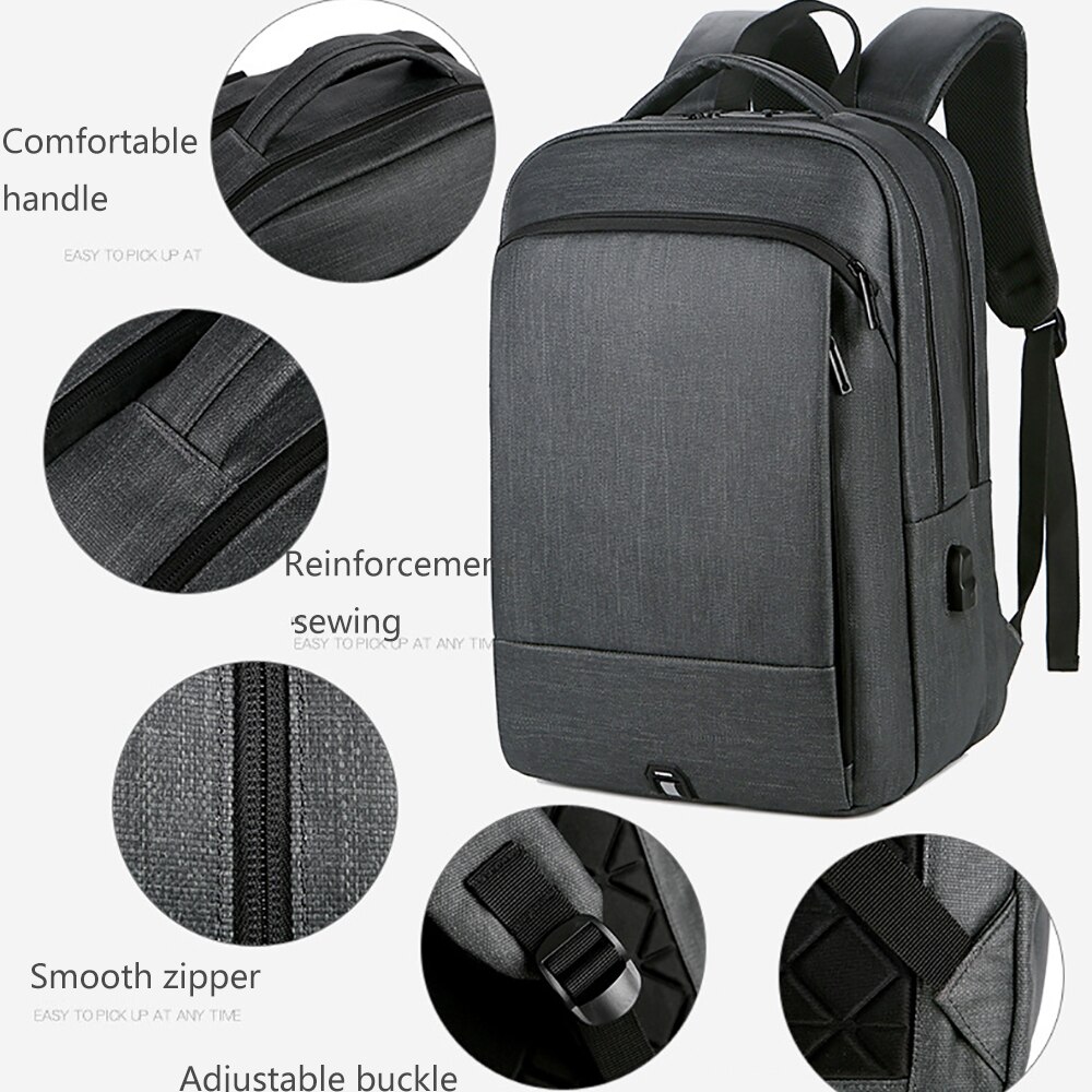 Ike Marti Business Mannen Rugzak 15.6/17 Inch Laptop Rugzakken Waterdicht Usb Opladen Anti Diefstal Reistas mannelijke Mochila