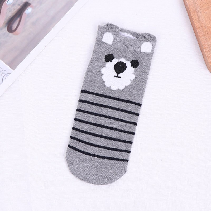 Cartoon Animal Print Baby Socks Cute Cotton Short Baby Girl Boy Socks Spring Autumn Soft Ankle Socks Baby Sokken: gray