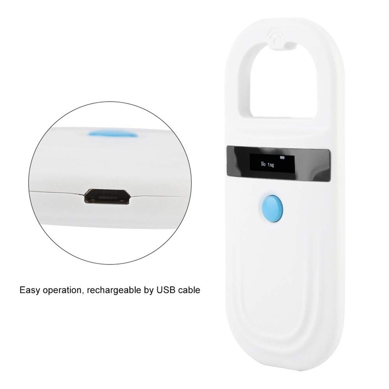 Microchip Reader RFID Pet Microchip Scanner with LED Display 128 Pieces of Tag Information Storage for Animal Tracking