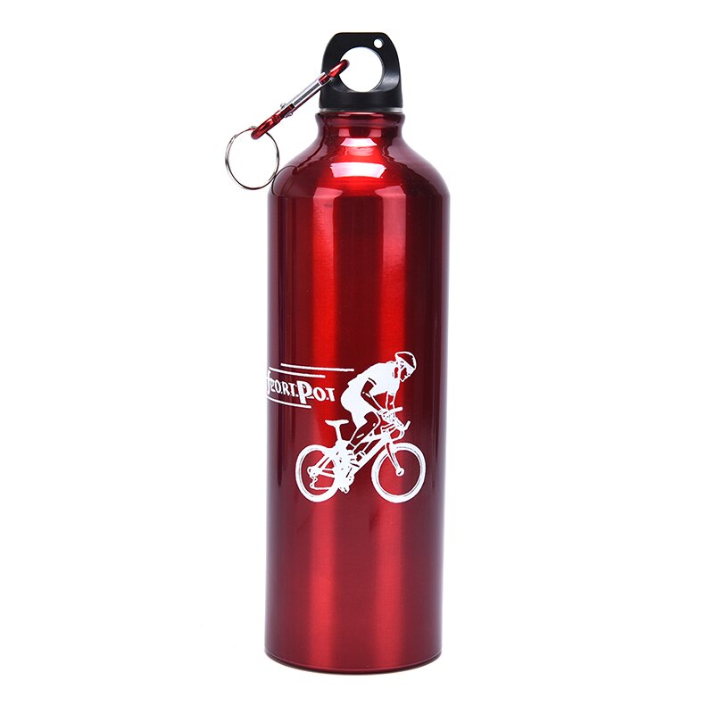 750ml Water Bottle Aluminum Alloy Sports Water Bottles Cycling Camping Bicycle Bike Kettle Outdoor Riding Sports Kettle: Red