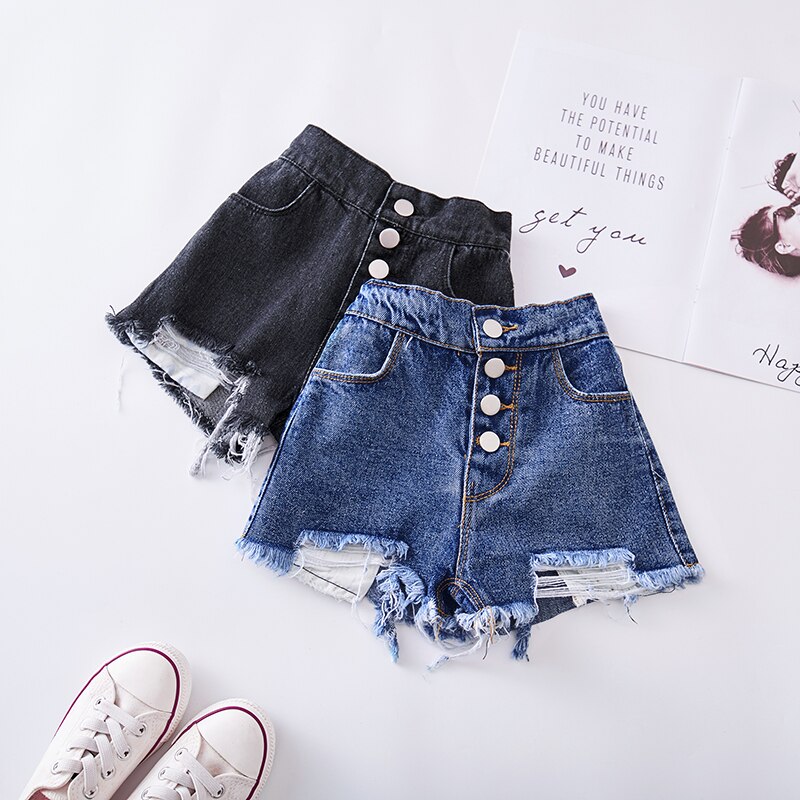 Children clothes 2020 kids Girls Denim Shorts summer new fashion casual button hole jeans shorts pants