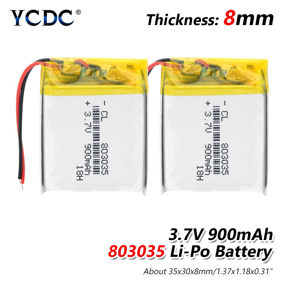 3.7V lithium polymer battery 803035 850MAH Rechargeable Li-ion Cell With PCB For Toy GPS MP3 MP4 MP5 Mini Fan Bluetooth Speaker: 2Pcs