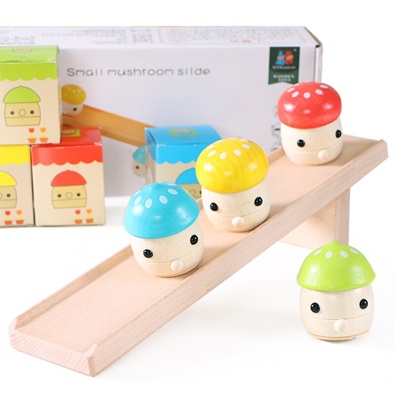 Kind Grappig Speelgoed Houten Model Kleine Paddestoel Slideway Blokken voor Verminderen Prseesure Speelgoed