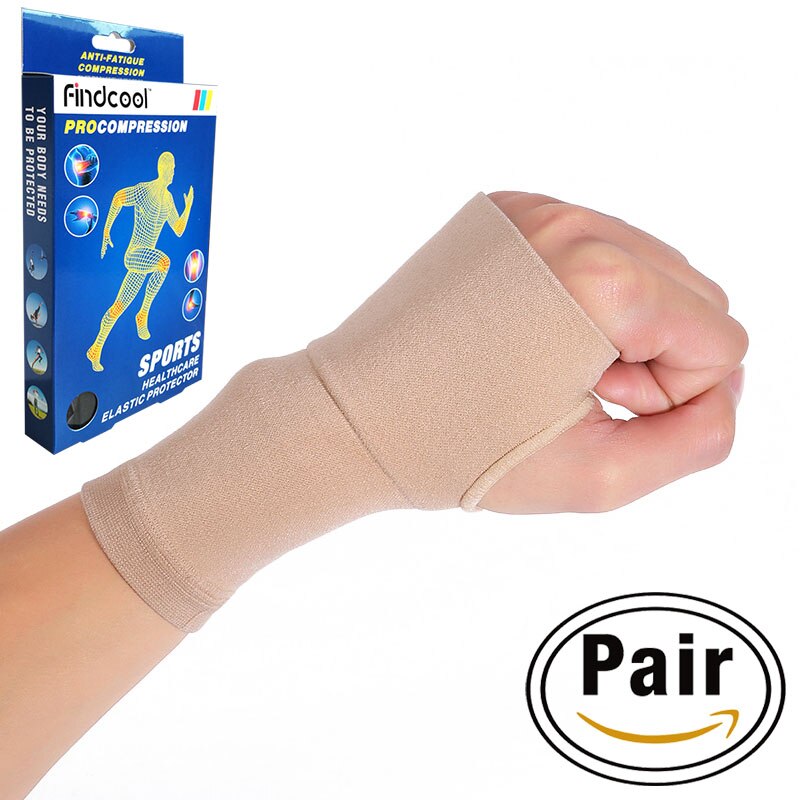 Findcool Armguard Palm Wrist Hand Support Outdoor Sport Glove Mitten Brace Sleeve Bandage Gym Hands Wrap Pad Protector: Beige / M