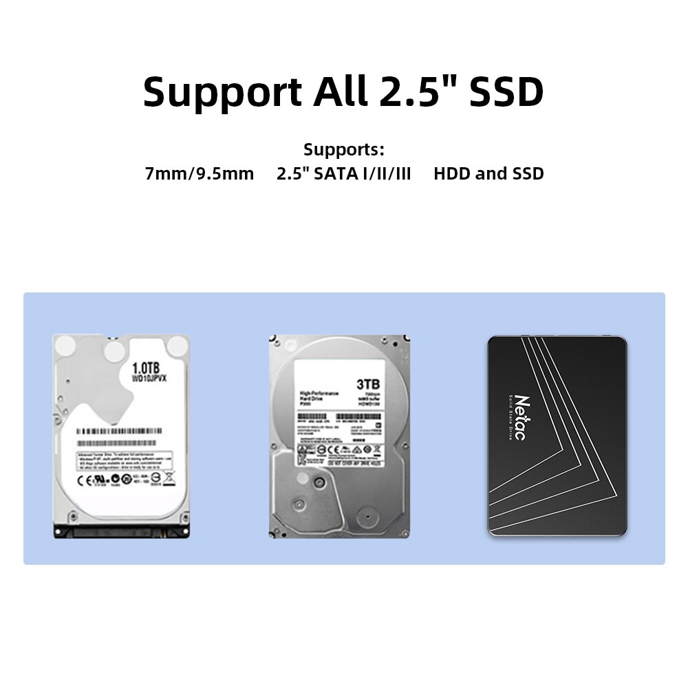Netac – boîtier de disque dur SSD SATA vers USB 2.5, 3.0 pouces, 5Gbps, 2 to, Support UASP HD