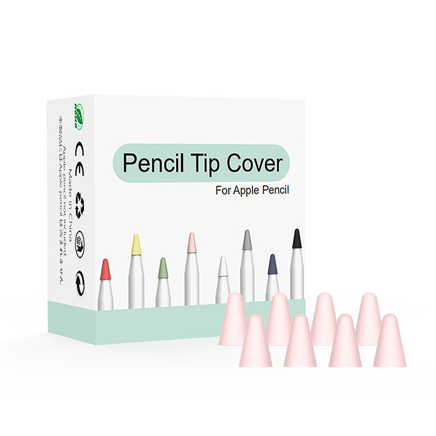 Punta de reemplazo de silicona silenciosa, 8 piezas, cubierta de piel para Apple Pencil de primera generación, Stylus Pen Tip Cover: Light Pink