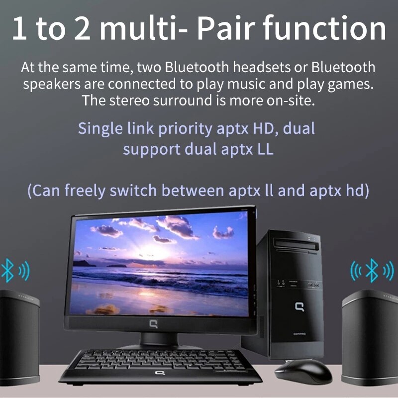 Typec Bluetooth 5.0 Wireless o Transmitter APTX HD/LL USB Type C Transceiver Adapter