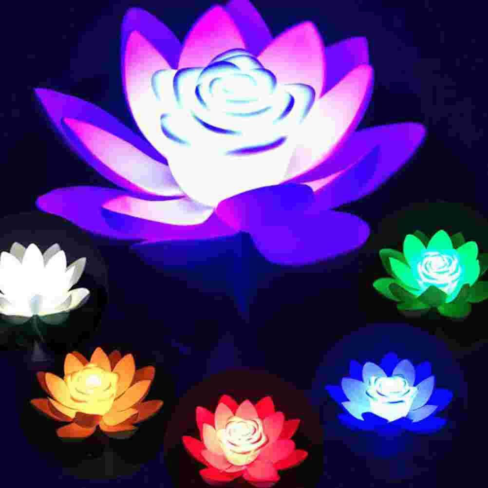 6Pcs Water Floating Lotus Light Romantic Wishing Light Water Lantern Flower Shaped Pool Light Light With Batteries