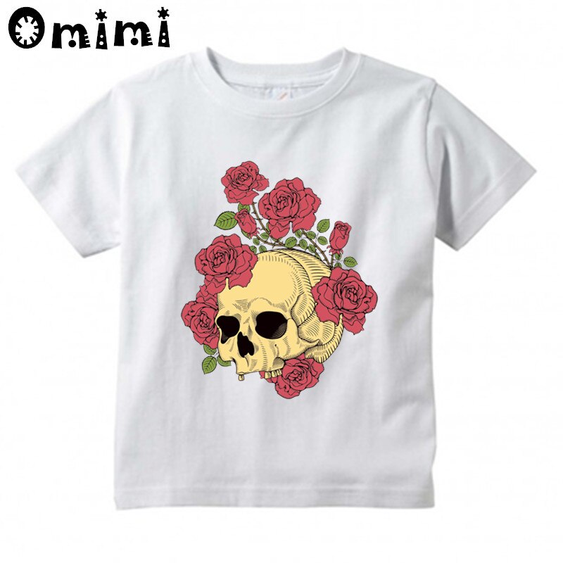 Kinderen voodoo bloemen schedel cartoon t-shirts kinderen schattige korte mouwen tops jongens/meisjes grappige t-shirt kleding,ooo 6003: Ohkp 6003b / 4t