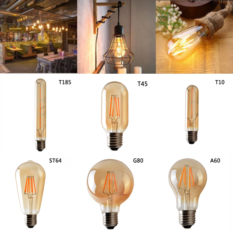Retro LED Edison Bulb E27 2W 4W LED Filament Light 220V Lamp Dimmable Warm White