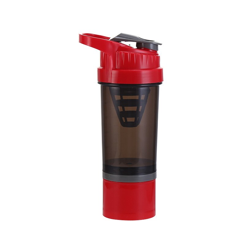 Sport Fitness Water Fles Eiwit Shaker Fles 550ML BPA Gratis Draagbare Lekvrije Outdoor Gym Training Drink Fles: red