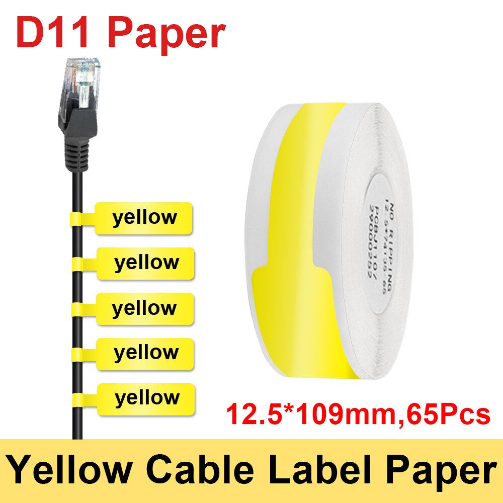 1 Roll Niimbot D11 / D110 Label Sticker Waterproof Anti-Oil Niimbot Labels Paper White Thermal Paper For Niimbot D11 Label Maker: Cable Yellow