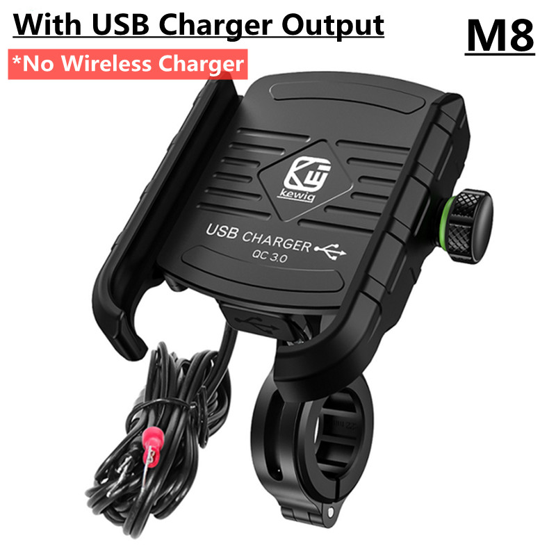 Uchwyt na telefon motocyklowy Szybkie ładowanie bezprzewodowe Szybka ładowarka USB Moto Motocykl Lustro Stojak Wsparcie Uchwyt na kierownicę telefonu komórkowego: WHITE