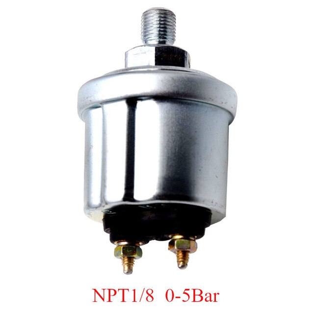 Waterproof Oil Pressure Gauge with Alarm 0-5Bar 0-10Bar Marine Boat Oil Pressure Indicator Meter M10 1/8 NPT Sensor 52MM Gauge: NPT1-8 0-5Bar