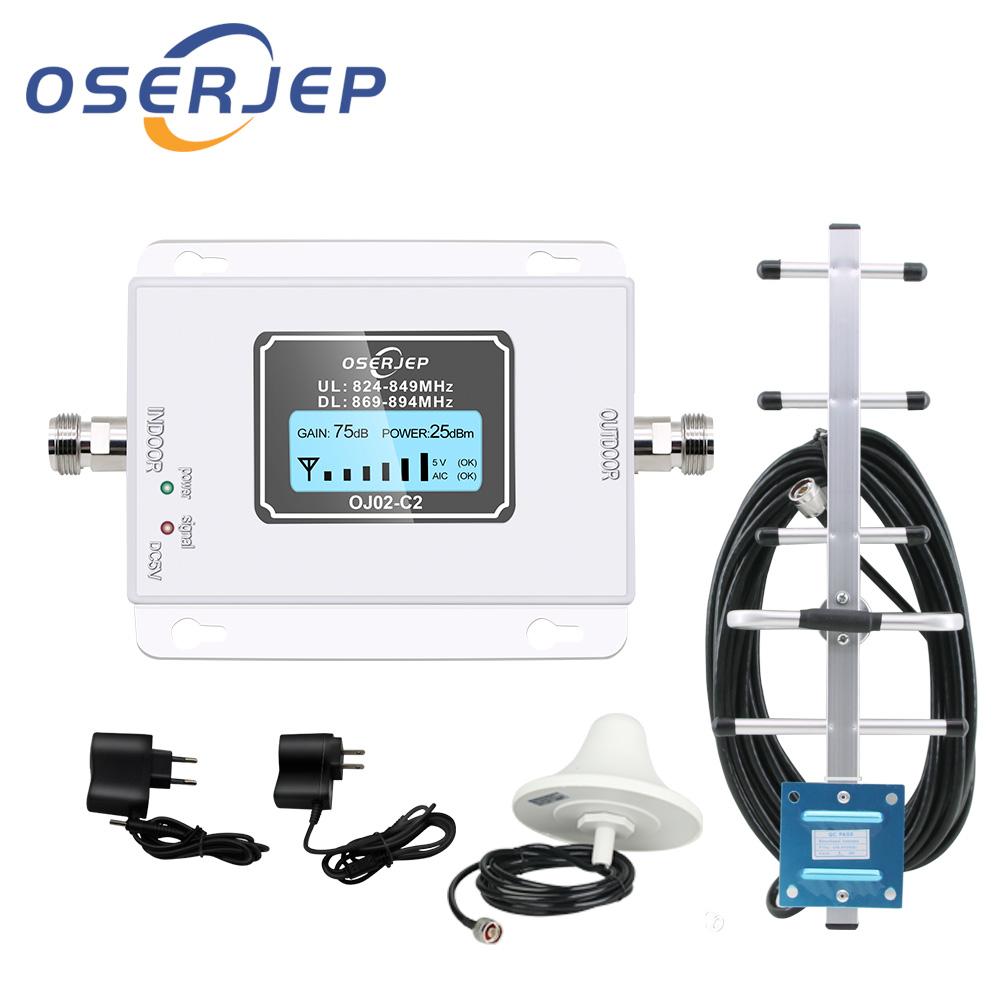 850M Hz signal amplifier + Yagi outdoor antenna/indoor ceiling antenna with 10M cable.: Silver amplifier