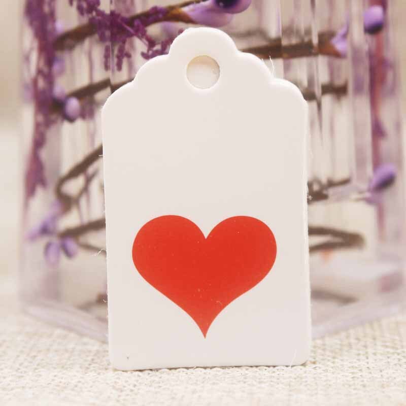 100 Stks Batch DIY Power Paper Tags Framed Rectangle Christmas Favour Birthday Party Card Label 5x3cm Multifunctional: Single Peach Heart