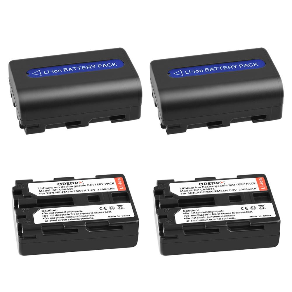 Batería de NP-FM50 para Sony NP, FM50, FM55H, NP-FM55H, NP-FM30, NP-FM50, NP-FM51, NP-FM70, NP-FM71 NP, QM71, QM71D, FM90, 2 uds.: 4x Battery