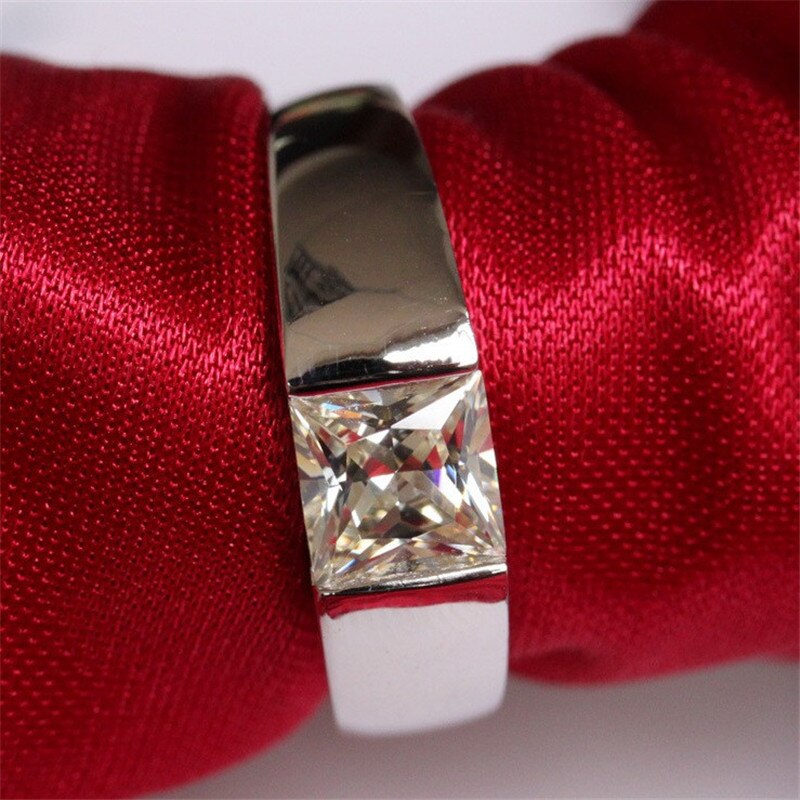 Hübsche männliche Ring 925 Sterling silber Prinzessin schneiden 8mm AAAAA Zirkon cz Hochzeit Band Ringe für männer ErkläSprosse Partei schmuck