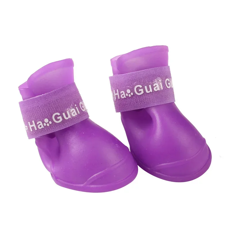 4 unids/lote S/M/L mascota de perro de lluvia, zapatos para perros, botines de goma, antideslizantes, impermeables, para mascotas, perros, gatos, zapatos de lluvia