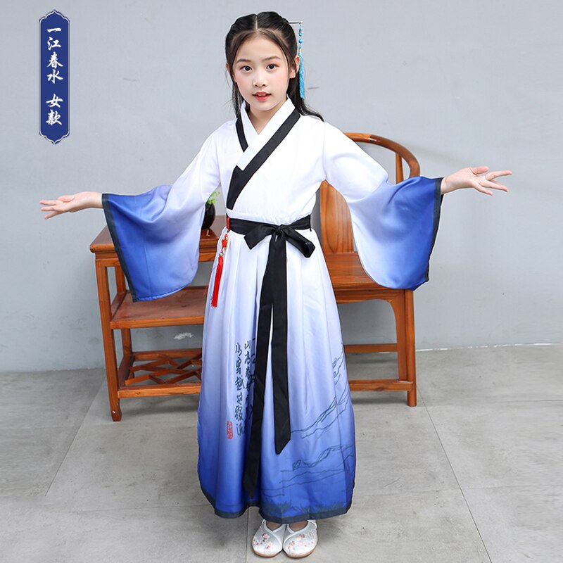 freundlicher Han Fu Traditionelle Chinesische Kleidung für Jungen und Mädchen Jünger der Chinesischen Jahrgang freundlicher Festival Kleidung: Mädchen 02 / 3-4Y(100-110cm)