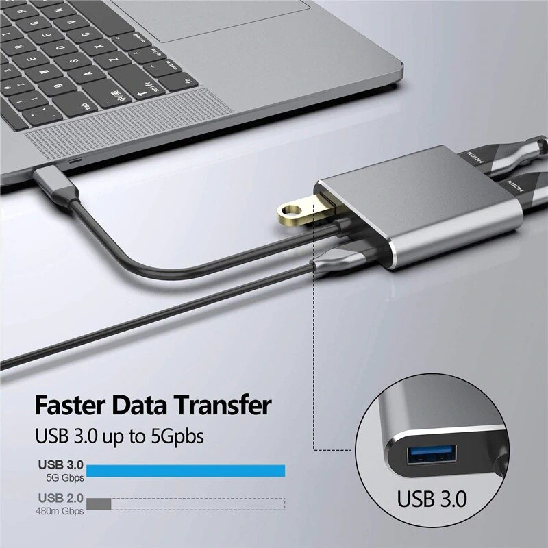 USB C Docking Station Dual HDMI 4 In 1 Laptop Docking Station with PD Fast Charge USB Hub for MacBook Samsung Galaxy Google Dell