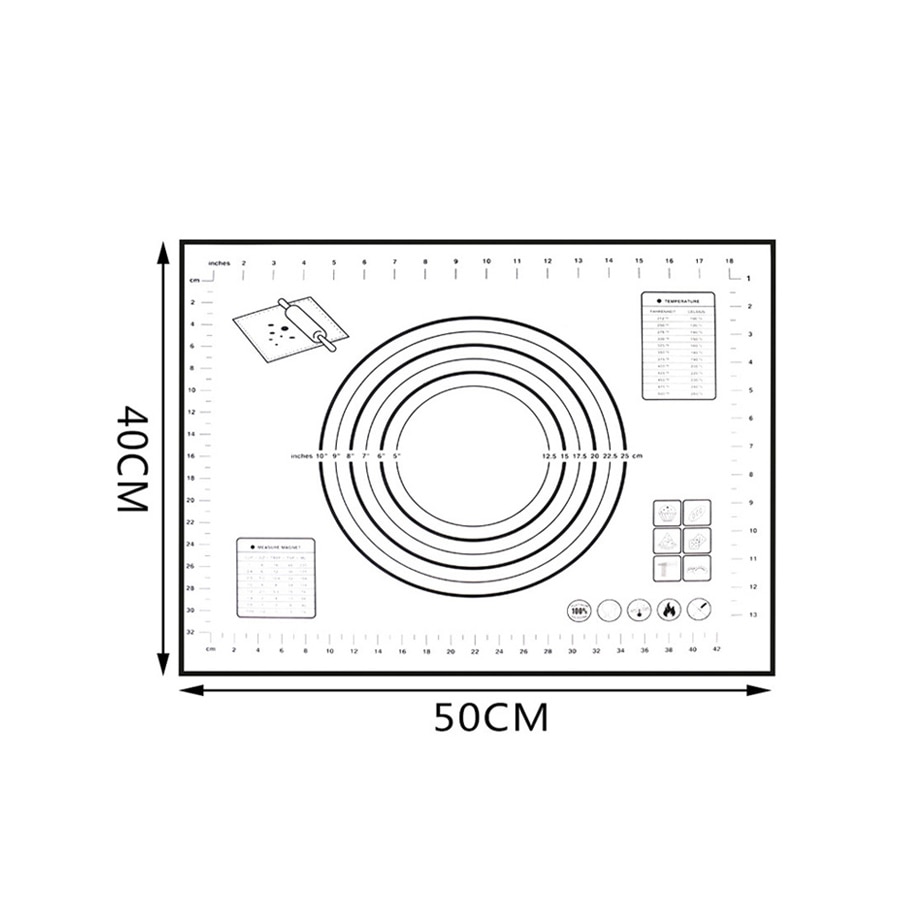 Extra Large 32"x24" Silicone Baking Mat - Non-Stick Non-Skid Pastry Mat with Measurements by Leeseph (Red &amp; Black)