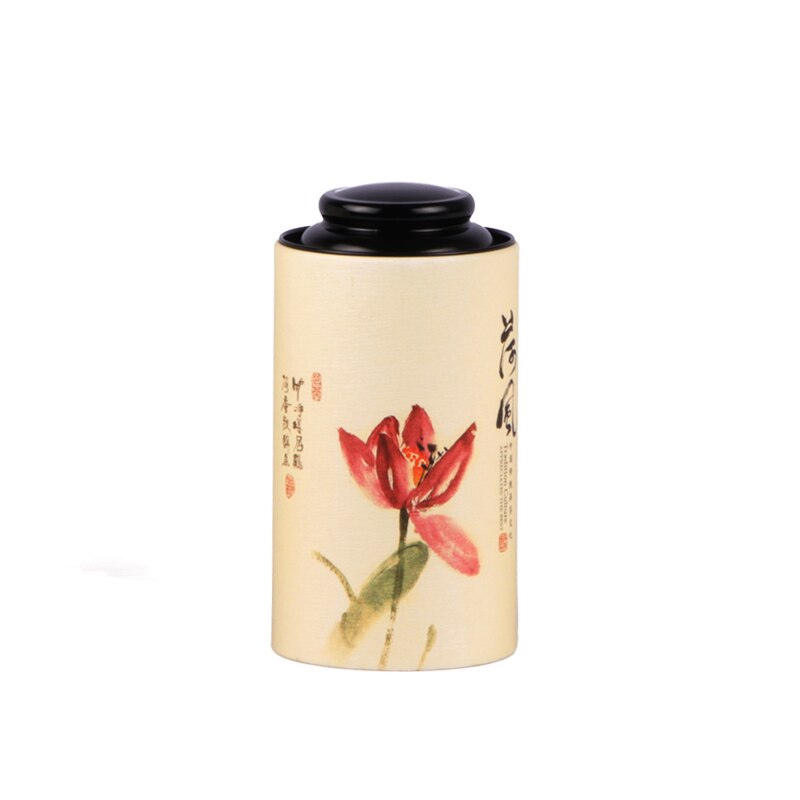 Xin jia yi emballasje papirboks mote rundt papir te papirrør metalllokk papiresker i kinastil: 9.9 cm 19cm / Lys gul