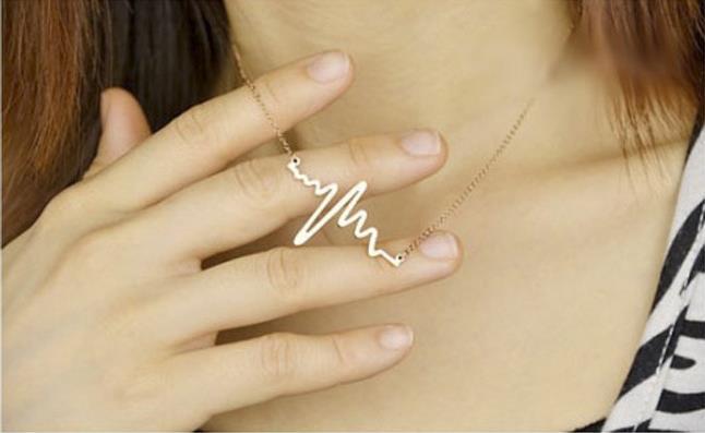 Kæde elektrokardiogram vedhæng choker halskæde kvinder statement krave bohemia strand smykker fest smykker: Guld
