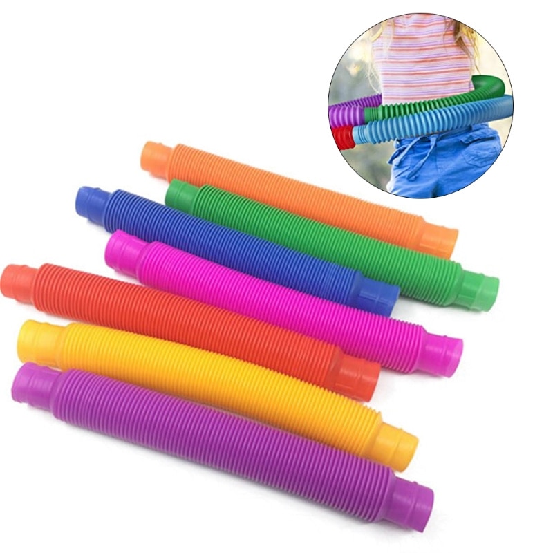 Kids Fidget Speelgoed Autisme Zintuiglijke Kleurrijke Plastic Pop Buizen Stress Early Development Educatief Vouwen Speelgoed Magische Speelgoed