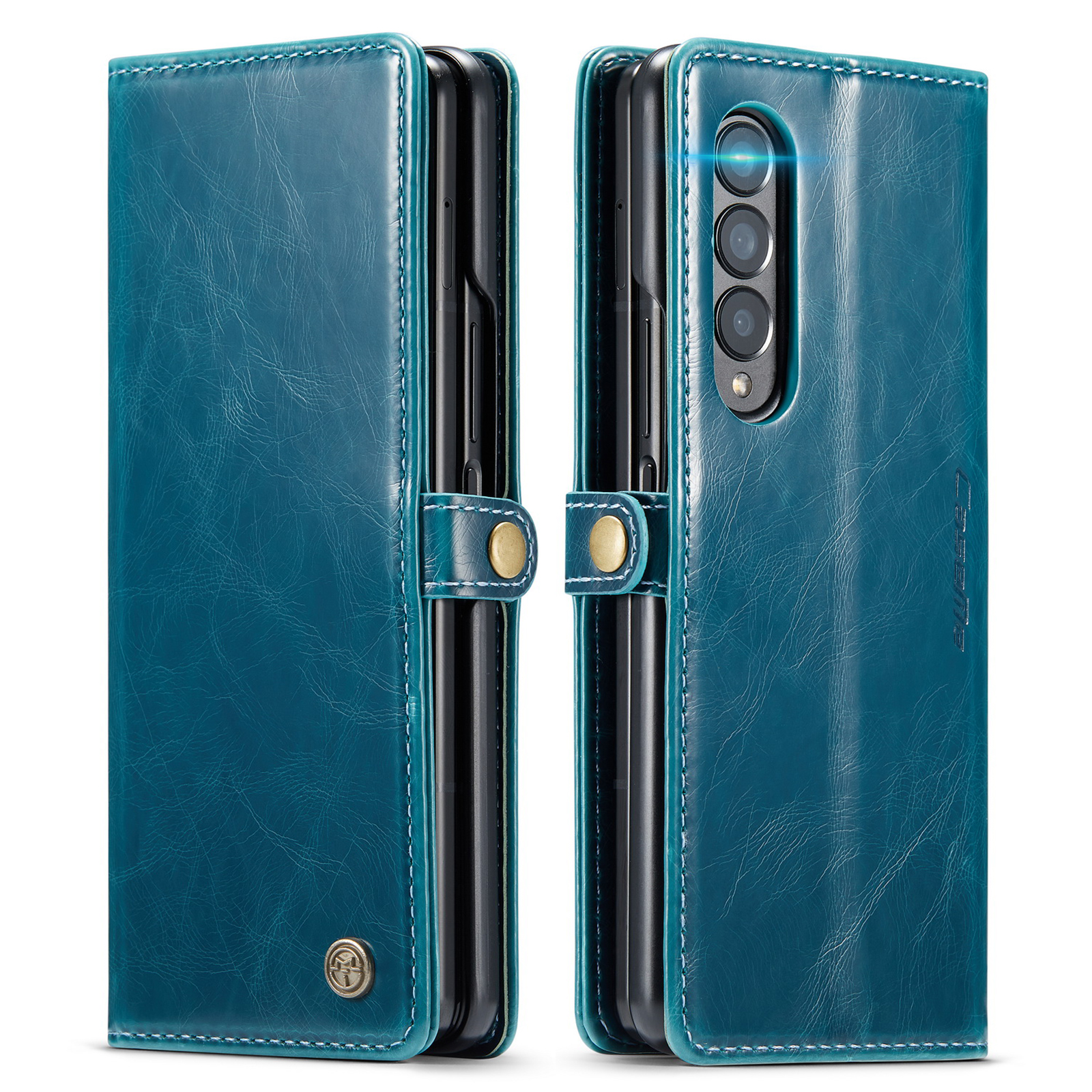 Volledige Bescherming Business Leather Case Voor Samsung Galaxy Z Fold3 Vouw 3 5G Card Pocket Mobiele Telefoon Cover Voor samsung Z Vouw 3: Blauw