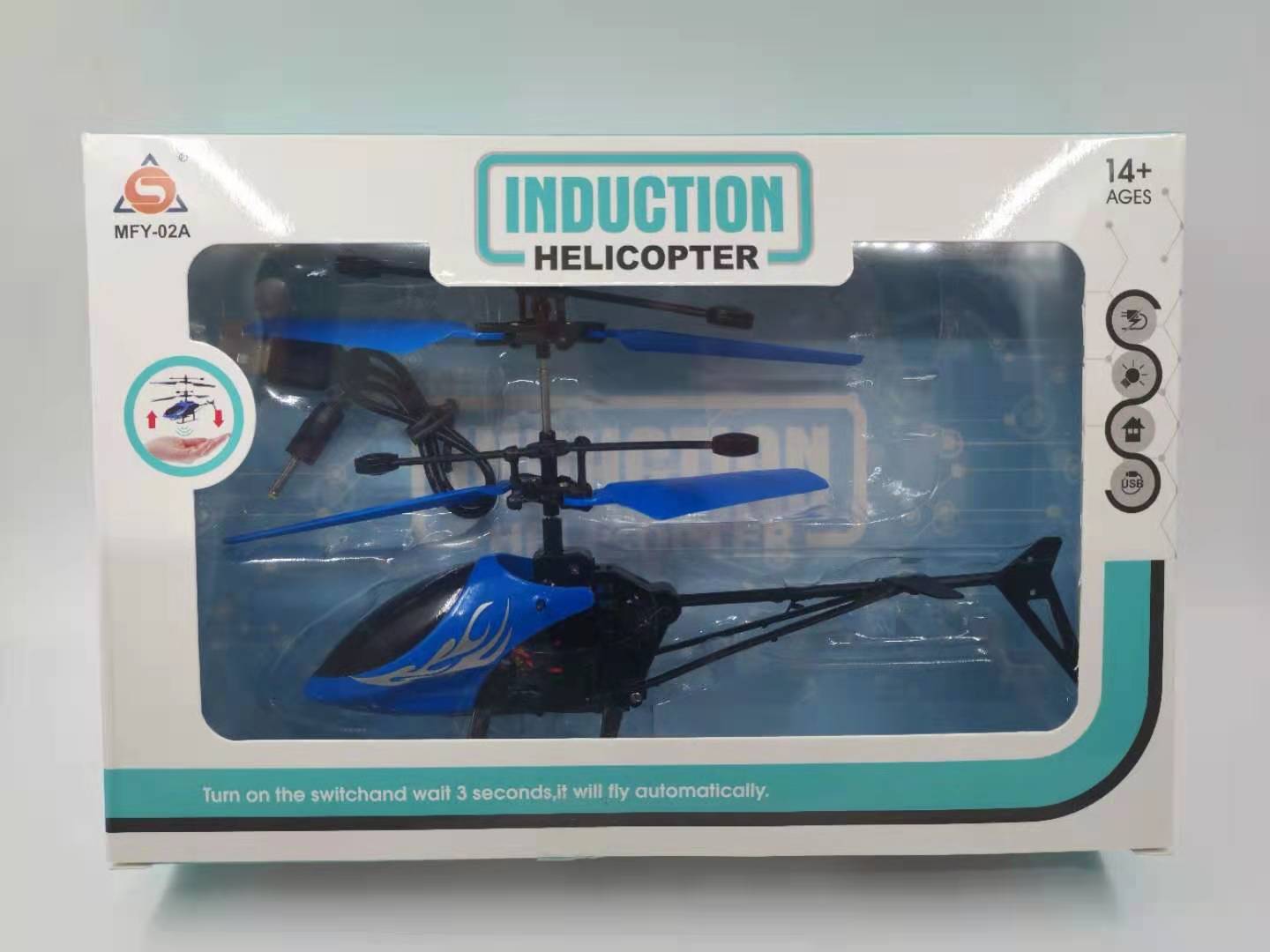 Colorful Light Suspension Induction Flying Ball USB Charging Novelty Flying Toys Aircraft Helicopter Suspended Remote Control: aircraft blue