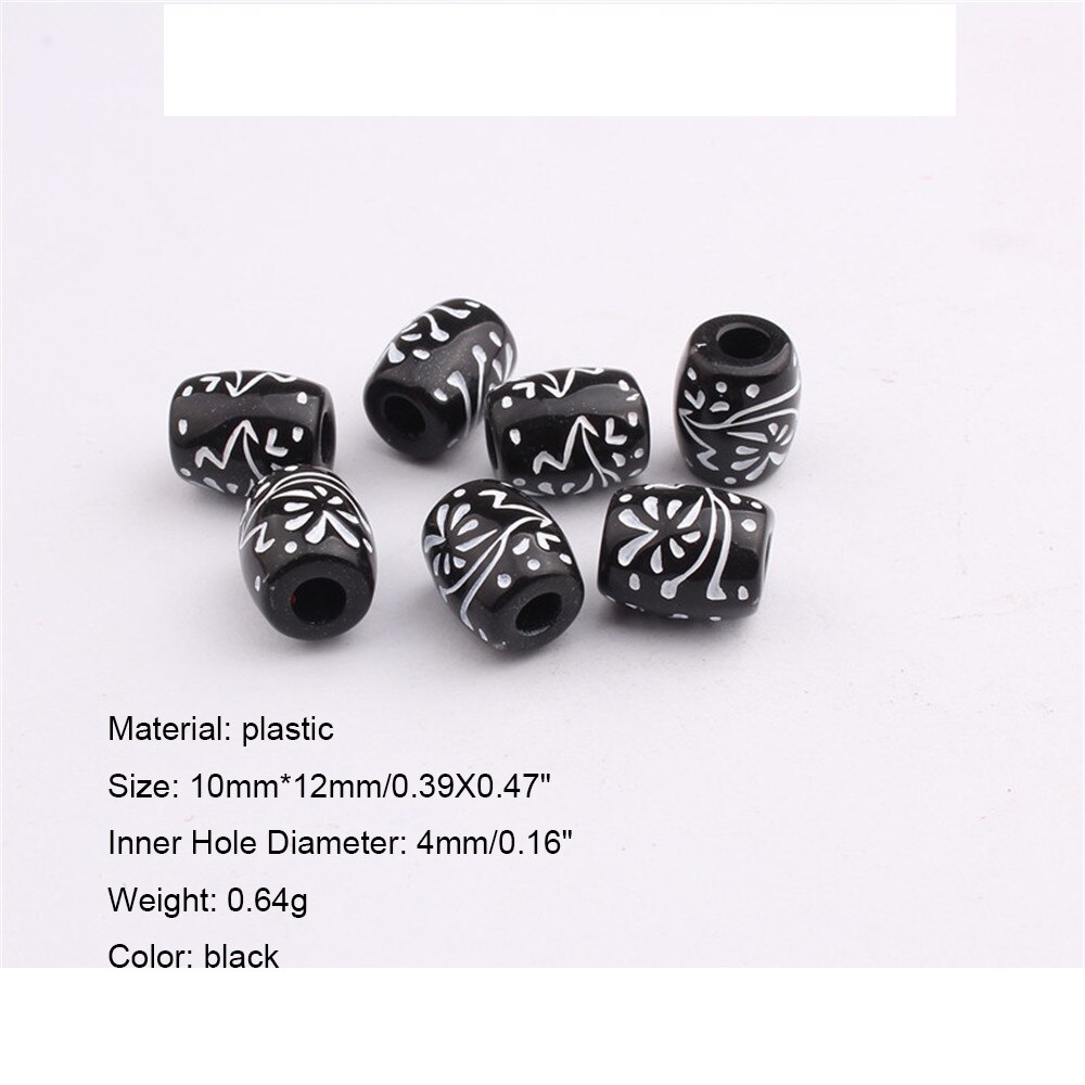 100/50/20/10 Pcs Plastic Black Hair Beads For Dreadlocks Hair Braid Tubes Cuffs Beads Dreadlock Bead Clip Women Hair Accessories