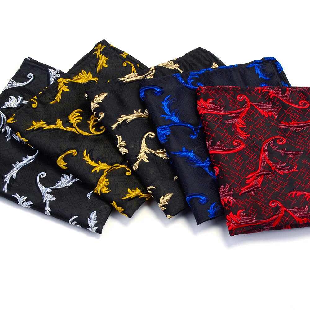 Mouchoir de luxe en soie fait main pour hommes vert noir Jacquard à fleurs Hanky pour poche de fête d'affaires serviette de poitrine carrée