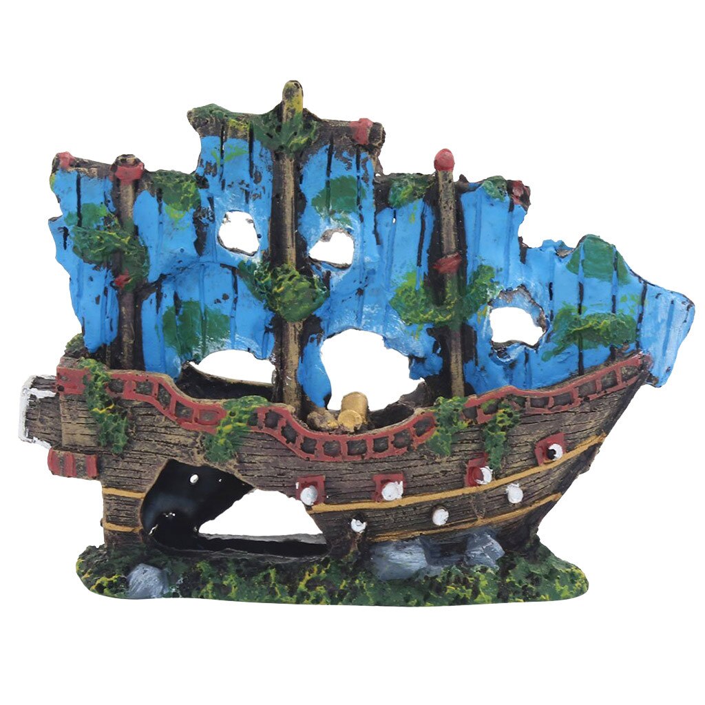 Aquarium Decoration Fish Tank Landscape Pirate Ship Luminous Ornament Aquatic Landscape Sunk Shipwreck Wreck decors aquarium