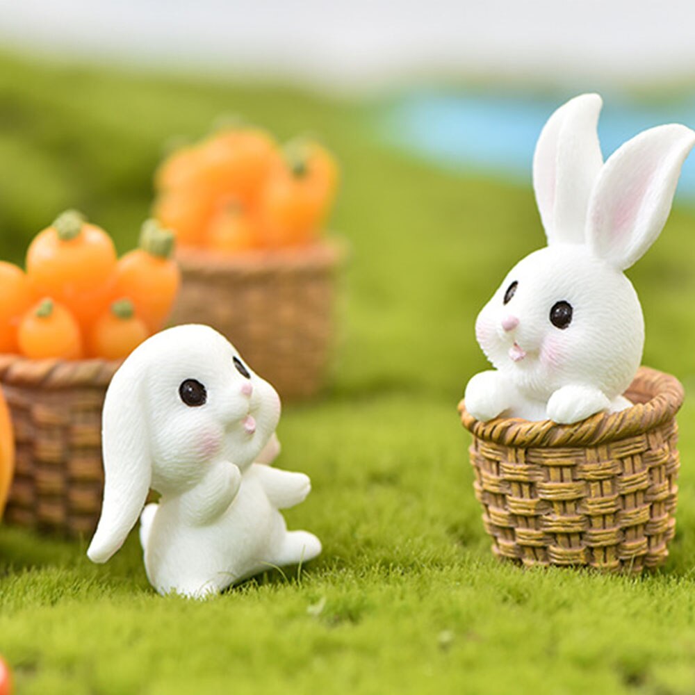 Mignon Animal dessin animé lapin carotte résine jardinage plante accessoires Micro paysage ornements jardin décoration