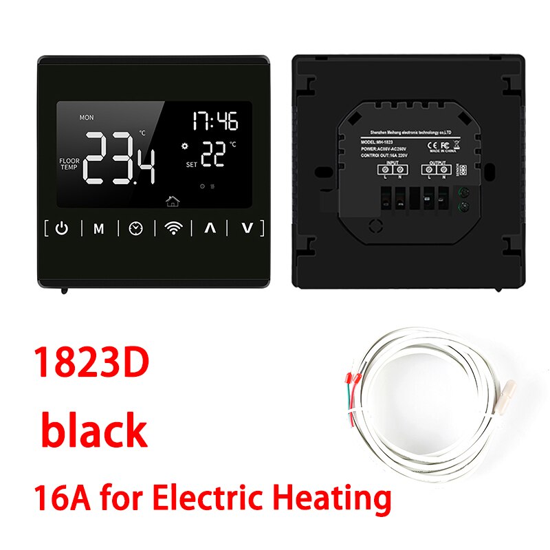 Smart Temperature Control System LCD Touch Screen for Electric Floor Heating Water/Gas Boiler Temperature Remote Controller: 1823D black / NO WIFI