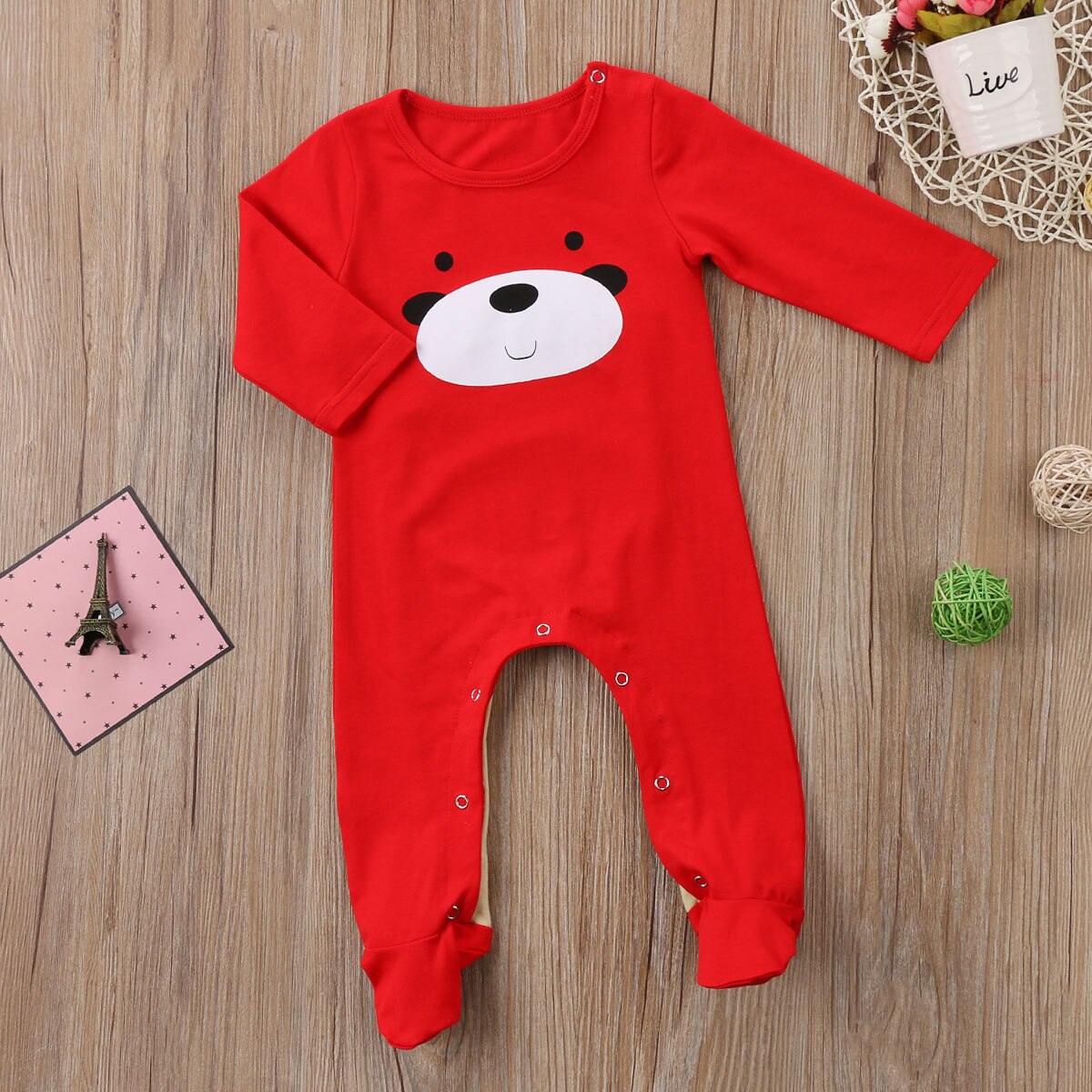 Xmas Deer Infant Baby Boy Girl Long Sleeve Cartoon Jumpsuit Romper Clothes Outfit 0-18M