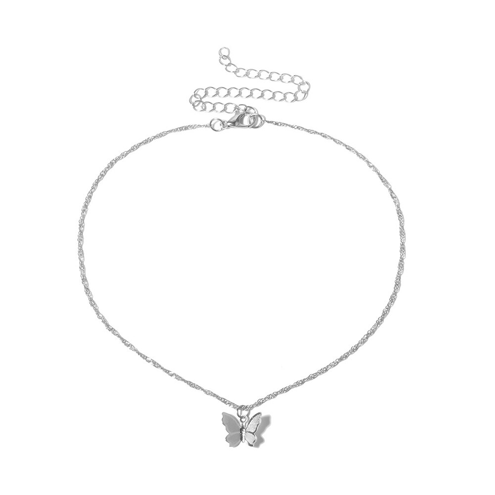 Punk Rock Zoete Vlinder Rvs Hanger Ketting Streetwear Ball Chain Polijsten Chain Mode Ketting Unisex Sieraden: B2